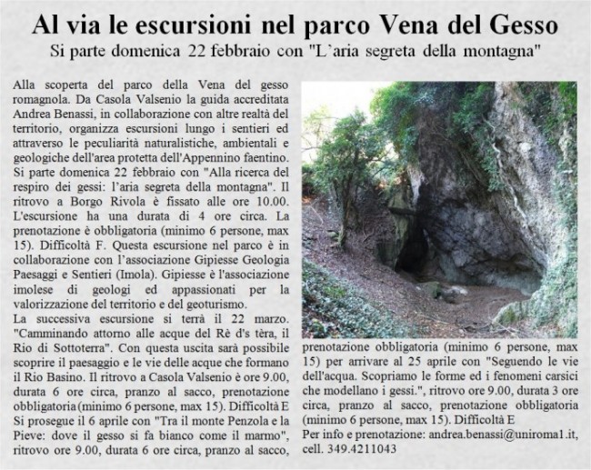 Alla scoperta del Parco della Vena del Gesso Romagnola con Andrea Benassi