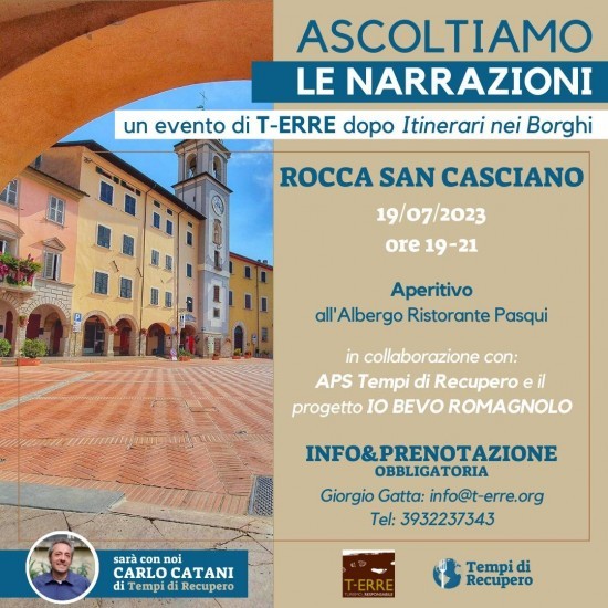 Il Racconto è una delle parole chiavi oltreché: Paesaggio, Cultura, Cucina, del Progetto Itinerari nei Borghi della Romagna. Ascoltiamo le narrazioni dei suoi abitanti! Sarà presente Carlo Catani, fondatore e docente dell'Università di Scienze Gastronomiche di Pollenzo.