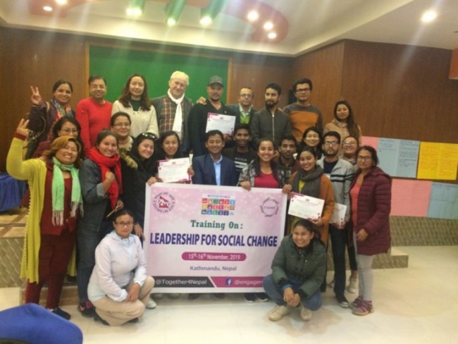 Training “LEADERSHIP FOR SOCIAL CHANGE” (15-16 Novembre) organizzato da TOGETHER FOR NEPAL in collaborazione con ENGAGE, Inclusive Change Through Volunteering, in Kathmandu.